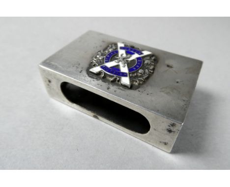 A silver matchbox holder - with enamel motif for the London Scottish, London 1931, sponsor's mark for Padgett &amp; Braham Lt