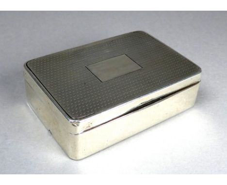 A Sampson Mordan &amp; Co. silver vesta case with engine turned lid - London 1930, registered design no. 728449, width 6cm, w