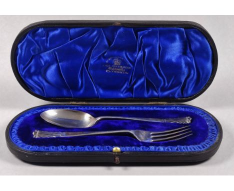 A silver christening fork and spoon - Sheffield 1907 Atkin Bros., boxed, 48g