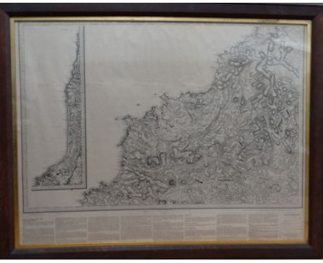 An Ordnance Survey map of Camelford and Heartland Point - framed and glazed, overall size 83 x 106cm.