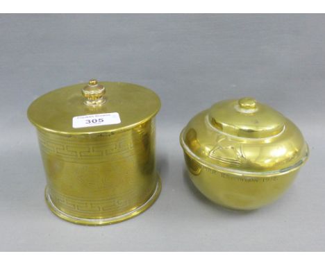 Trench Art Shell case, Mai 1914, together with a Lipton's British Empire Exhibition Souvenir tea caddy  (2) 