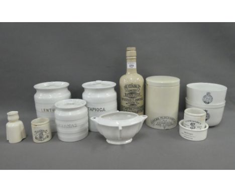 Collection of vintage kitchenalia to include Queen's Pudding Boiler bowls, Bloater Paste and Shiphams Potted meat jars, (12) 