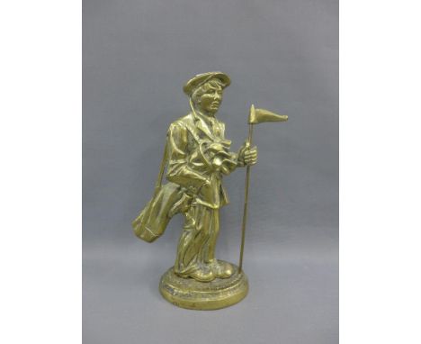 Brass Golf Caddy door stop, 38cm high 