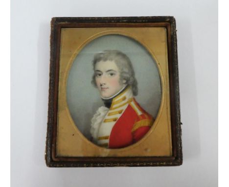 19th century portrait miniature on ivory of an Officer, inscribed verso Sir Herbert  ??,  with a partial frame 8 x 6.5cm 