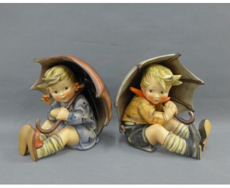 Umbrella Girl and Umbrella Boy, a pair of oversized  Goebel Hummel figures,  20cm high (2) 