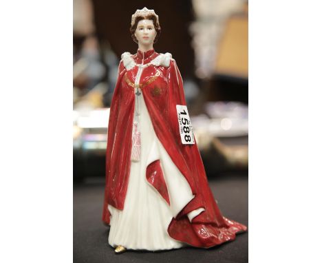 Royal Worcester figurine, the Queens 80th birthday and five Large Royal Doulton character jugs. P&amp;P group 2 (£18 for the 