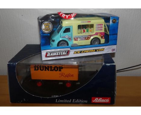 1.50 Scale Schuco Dunlop Trailer + 1 Teamstrz Ice Cream Van, P&amp;P Group 1 (£14+VAT for the first lot and £1+VAT for subseq