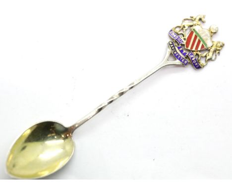 Antique 1923 sterling silver and enamel Manchester Coat of Arms spoon. P&amp;P Group 1 (£14+VAT for the first lot and £1+VAT 