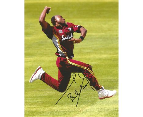 Cricket Tino Best signed 10x8 inch West Indies colour photo. Tino la Bertram Best, born 26 August 1981, is a West Indian cric