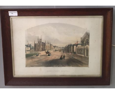 A 19th century colour lithograph of Epping High Street, 20 x 30 cm