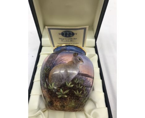 A  rare  boxed Limited Edition Moorcroft enamel vase "Rabbits" No 20/50 by Terry Halloran with certificate CONDITION REPORT: 