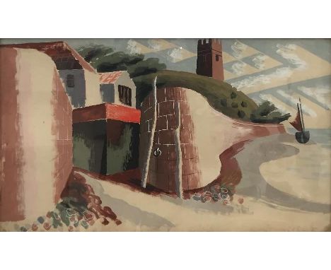 Clifford and Rosemary Ellis (20th century):Chanter's Folly and Dry Dock, Appledore, gouache, 1937, signed lower right with in
