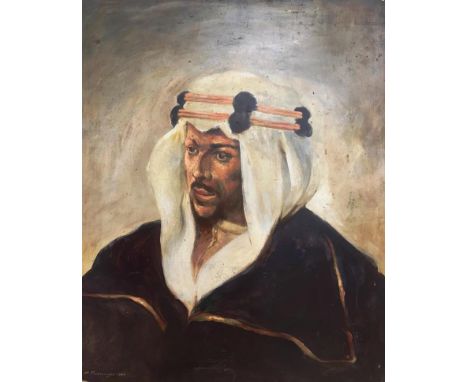 A portrait of an Arab gentleman, oil on board, signed and dated 1967, unframed, 76 x 64 cm