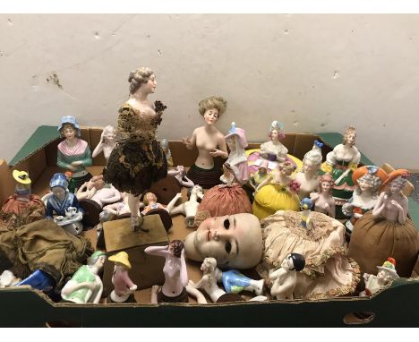 A quantity of ceramic pin dolls etc