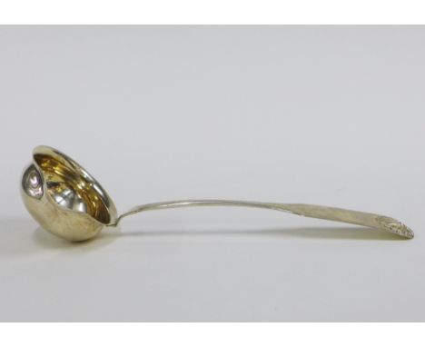 Early 20th century Danish silver sauce ladle, Emil Snedker, Copenhagen 1939, 16cm long 