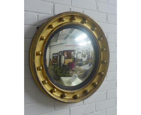 Gilt framed circular convex wall mirror, 58cm diameter&nbsp;