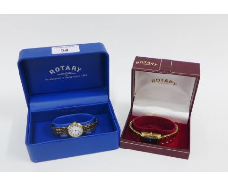 Two Lady's gold plated Rotary wristwatches, boxed (2) 
