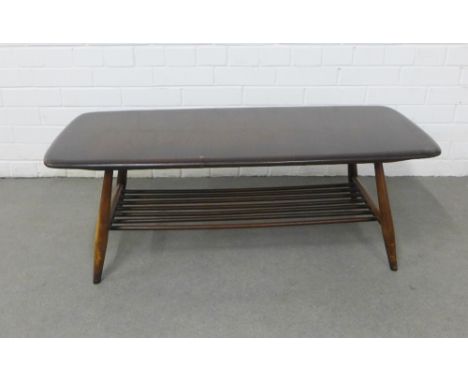 Ercol dark elm coffee table, 105 x 37 x 46cm 