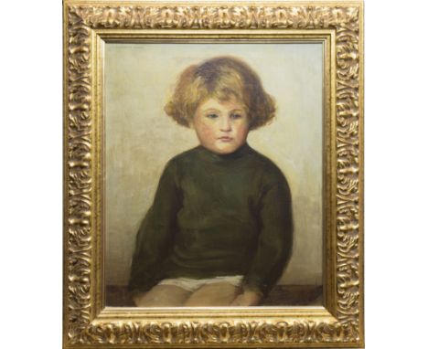 HARRINGTON MANN (SCOTTISH 1864 - 1937), PORTRAIT OF A CHILDoil on canvas, signed (upper left) 60cm x 50cm Framed