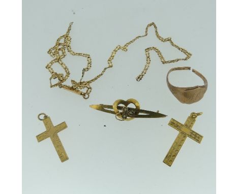 A quantity of damaged 9ct Gold,&nbsp;9.2g, together with a quantity of Costume Jewellery, including two silver bangles, a gol