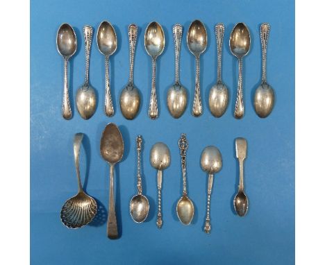 A set of ten Edwardian silver teaspoons, by&nbsp;Atkin Brothers, hallmarked Sheffield, 1902/1909, with beaded handles, togeth