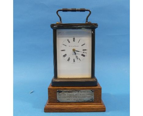 A vintage striking Carriage Clock, Mathew Norman, London, of traditional five-glass form with 11-jewel 8-day twin-barrel move