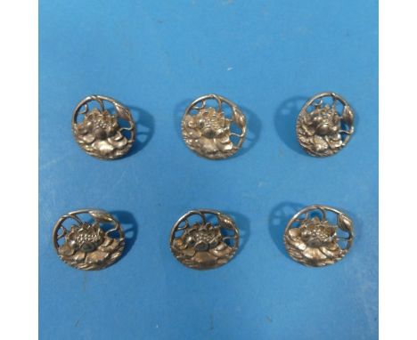 A set of six Edwardian silver Buttons, by&nbsp;Levi &amp; Salaman, hallmarked Birmingham, date letters rubbed circa 1905, in 