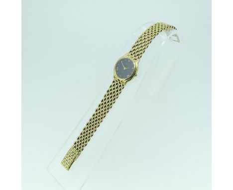A 9ct yellow gold lady's Tissot Wristwatch, on 9ct gold bricklink bracelet,&nbsp;watch seized and does not run,&nbsp;gross to
