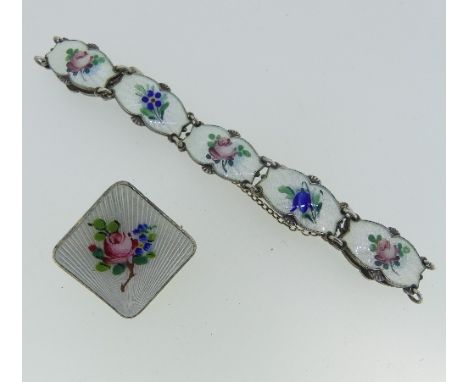 A Norwegian silver and enamel Bracelet, by&nbsp;Ivar T. Holth, Oslo, formed of eight plagues, including integral clasp, with 