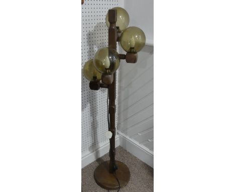 A 1970s floor Standing Lamp, with four branches, each fitted with frosted globes, 54in (137cm) high. 