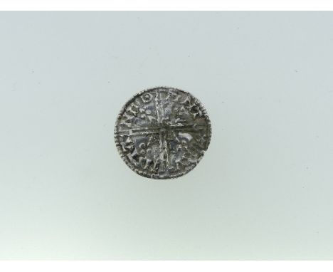 Anglo Saxon; An Aethelred II (978 - 1016) Silver Penny, helmet type, some damage, face obscured. 