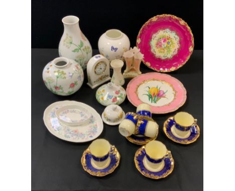 Decorative Ceramics - Wedgwood Angela pattern trinket dishes;  Aynsley Cottage Garden clock, ovoid jar and cover;  Arzberg ce