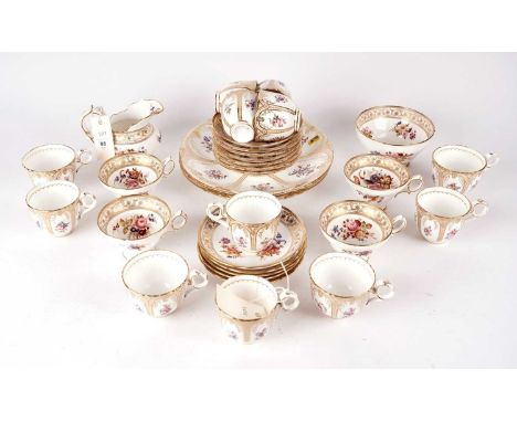 A Hammersley &amp; Co floral decorated part tea or coffee service, with rose bouquet decoration, comprising: 12 cups, 6 sauce