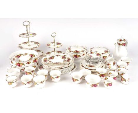A selection of ‘Old Country Roses’ style ceramic tea and dinner ware, including: two Royal Albert ‘Old Country Roses’ cake st