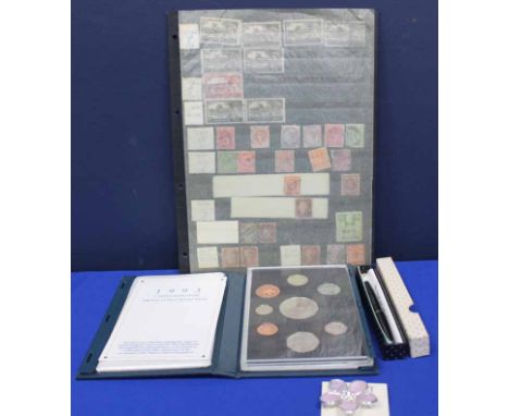 1993 PROOF COIN SET
including five pound coin, along with a Parker pen, Monet brooch, and vintage stamps (4)