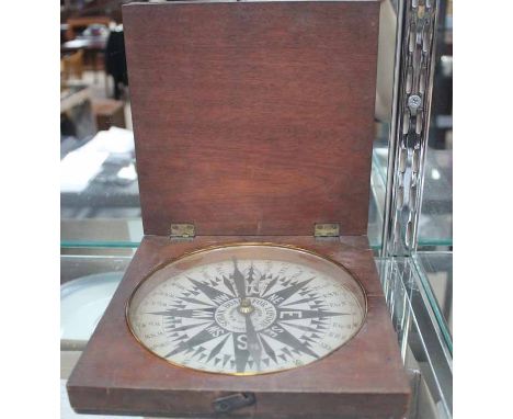 W.W. HOOPER OF LONDON 'SCHOOL BOARD FOR LONDON' COMPASS
cased in wood, with hinged top, 19cm wide