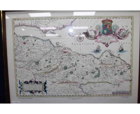 TIMOTHY PONT: REPRODUCTION 17TH CENTURY MAP OF EDINBURGH
titled 'A NEW DESCRIPTION OF THE SHYRES LOTHIAN AND LINLITQVO"', han