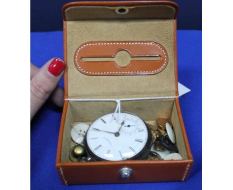 GENT'S STERLING SILVER OPEN FACE JOHN FORREST POCKET WATCH
together with a collection of cufflinks and buttons