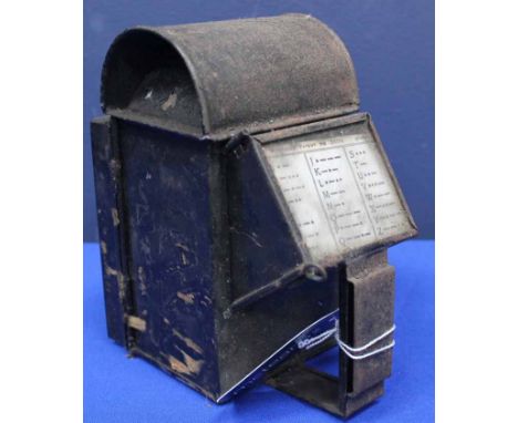 MORSE SIGNALLING LANTERN
with fish eye lense, marked Mitchells Patent No '24014 301007', with diagram to morse signals to the