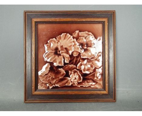 A framed Minton tile, approx 20 cm x 20 cm