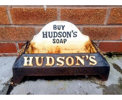 Advertising - a cast iron Hudsons Soap dog water trough 