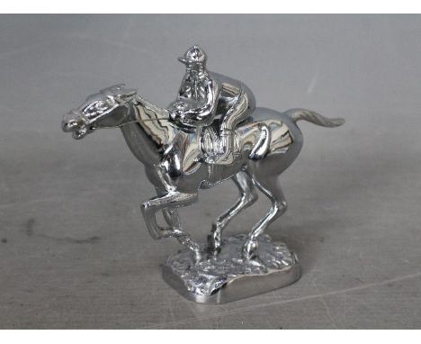 Automobilia - A Desmo car mascot in the form of a horse and jockey, chrome finish, approximately 10.5 cm (h).