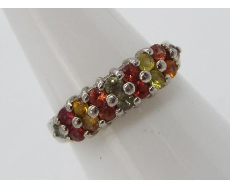 A 1.11 ct Multi-Colour Sapphire Sterling Silver ring size N to O issued in a limited edition 1 of 70 with authenticity certif