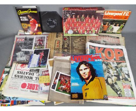 Sporting - a collection of Liverpool football club memorabilia and ephemera to include photographs, assorted newspapers from 