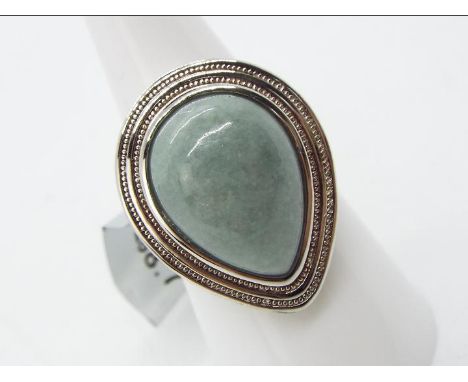 A 14.73 ct Moss-in-Snow Jade Sterling Silver Ring issued in a limited edition 1 of 100, size N to O with authenticity certifi