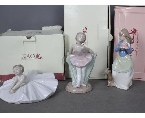 Nao - Three boxed figurines comprising Dance Class # 1283, My Recital # 1151 and Puppy's Birthday # 1045, largest approximate