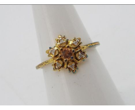 A Jenipapo Andalusite &amp; Diamond Midas ring set in Gold Plated Sterling Silver size N to O with authenticity certificate