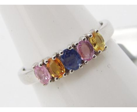 A 1.16 ct Multi-Colour &amp; Green Sapphire Sterling Silver ring size P to Q issued in a limited edition 1 of 89 with authent
