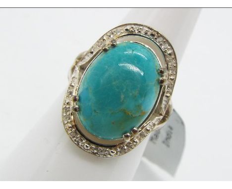 A Cochise Turquoise &amp; White Topaz Sterling Silver Ring size L to M issued in a limited edition 1 of 146 with authenticity