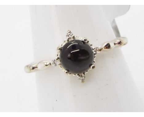 A 1.34 ct Cats Eye Enstatite &amp; White Zircon Sterling Silver ring size N to O issued in a limited edition 1 of 100 with au